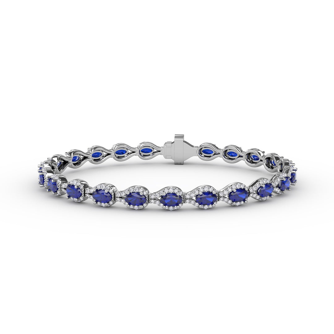 Pear-Shaped Diamond & Sapphire Bracelet