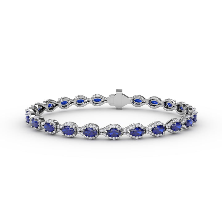 Pear-Shaped Diamond & Sapphire Bracelet