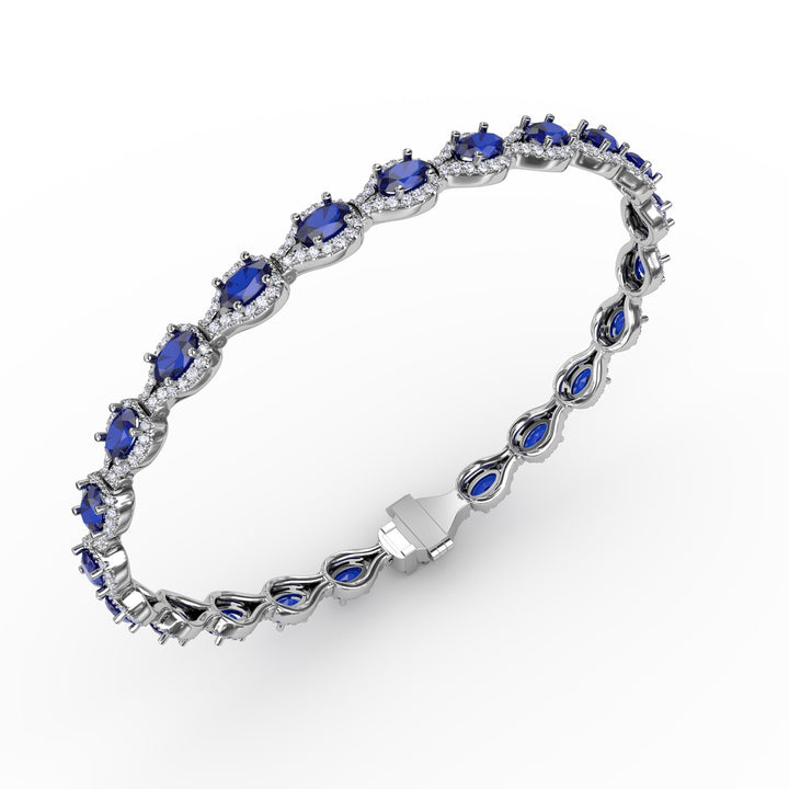 Pear-Shaped Diamond & Sapphire Bracelet