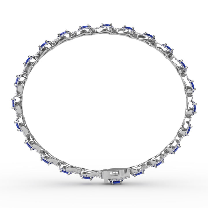 Pear-Shaped Diamond & Sapphire Bracelet