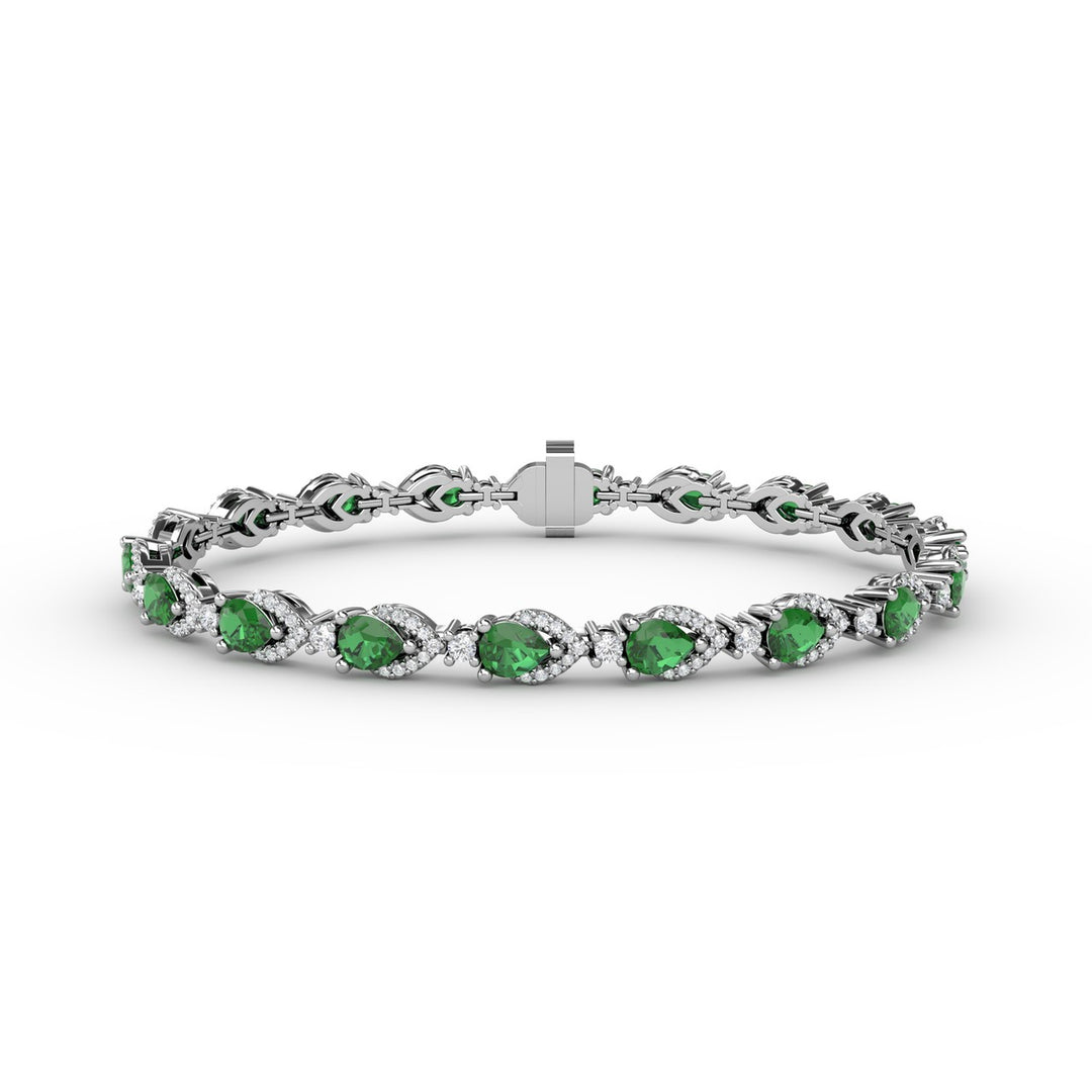 Pear-Shaped Emerald and Diamond Bracelet