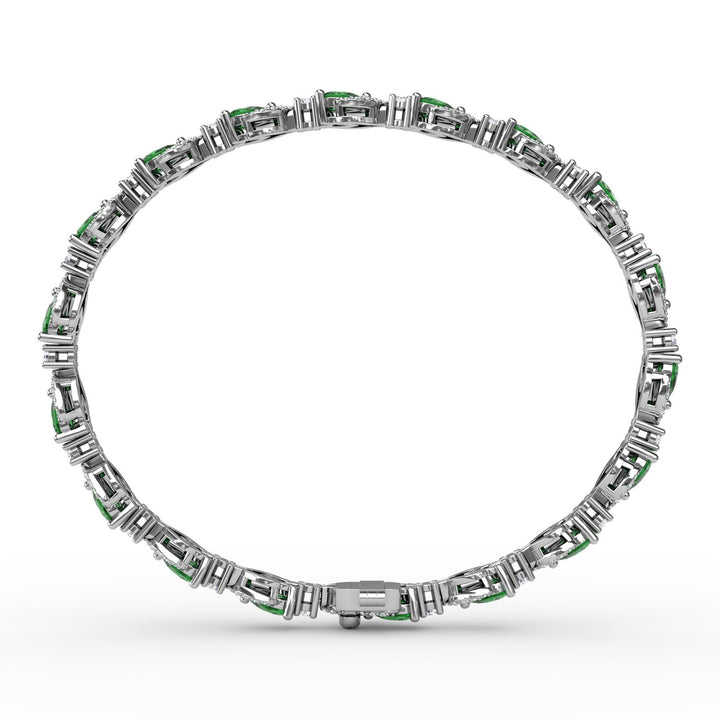 Pear-Shaped Emerald and Diamond Bracelet