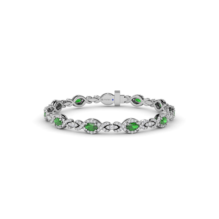 Love Knot Emerald and Diamond Bracelet