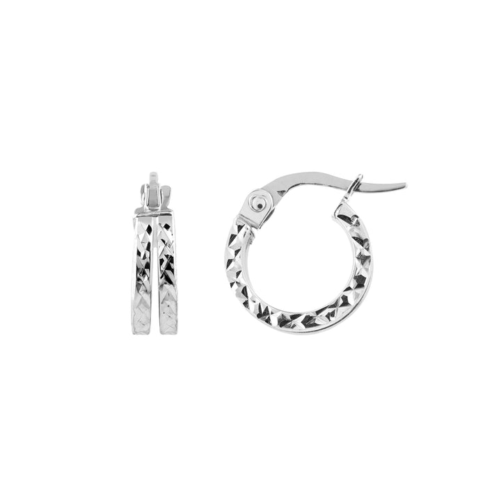 Split Mini Diamond-Cut Hoop Earrings