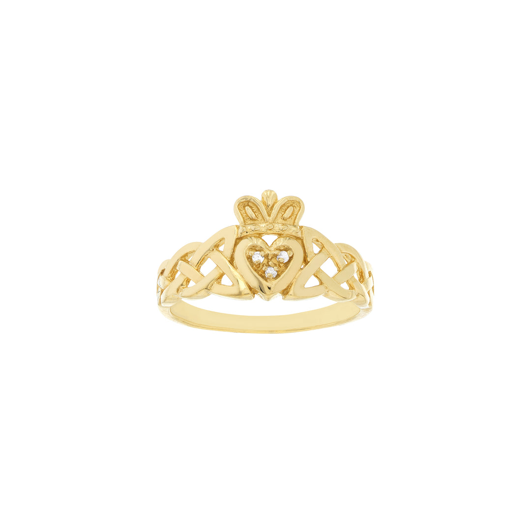 Braided Claddagh Ring with Diamond Accent