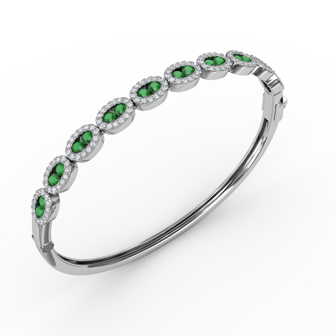 Whimsical Emerald & Diamond Bangle