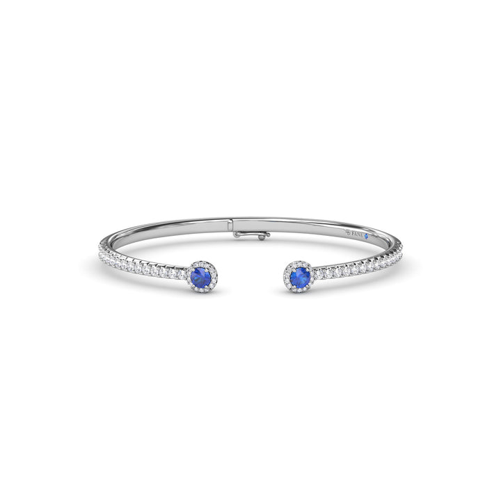 Halo Sapphire and Diamond Bangle