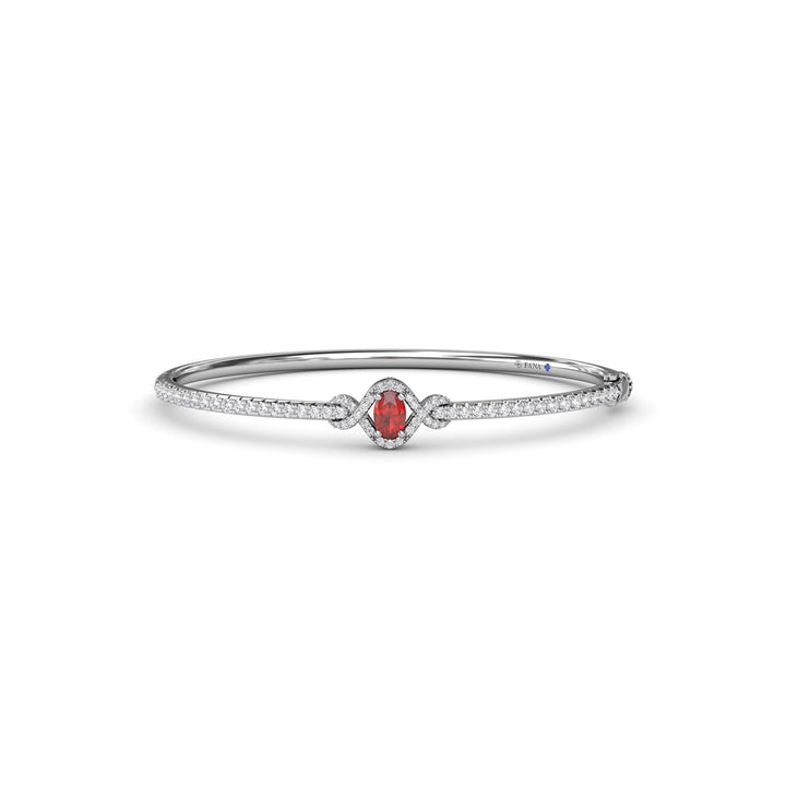 Love Knot Ruby and Diamond Bangle Bracelet