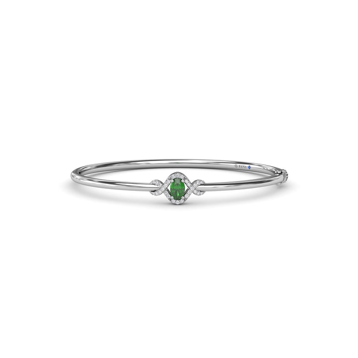 Love Knot Emerald and Diamond Bangle Bracelet