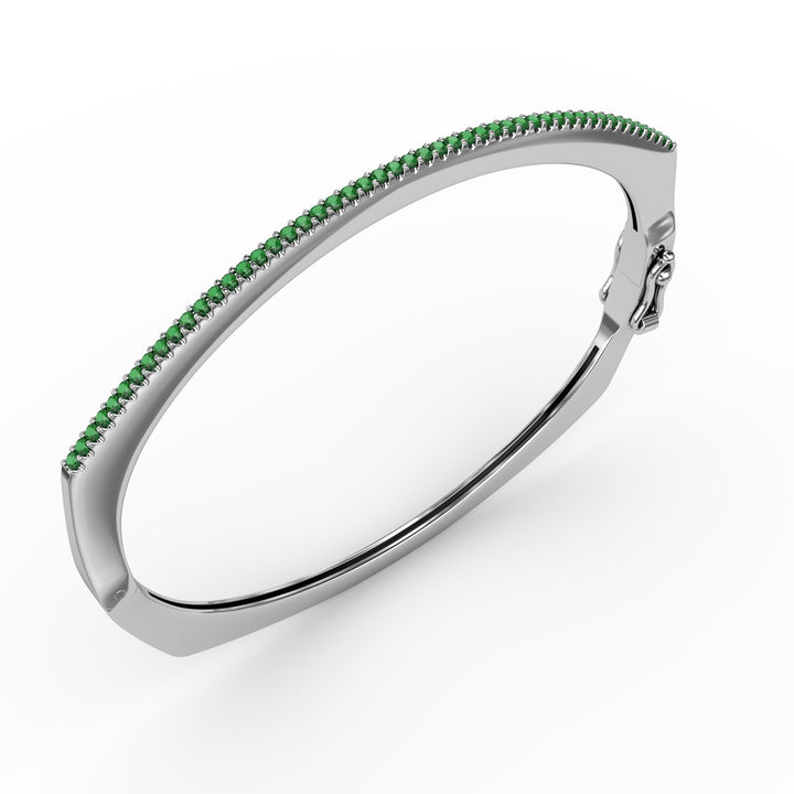 Cutting Edge Emerald And Diamond Bangle