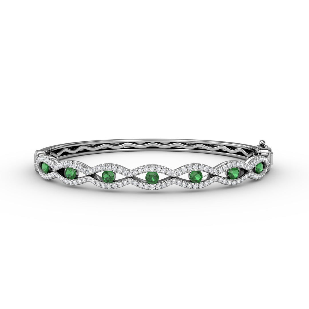 Striking Emerald and Diamond Bangle