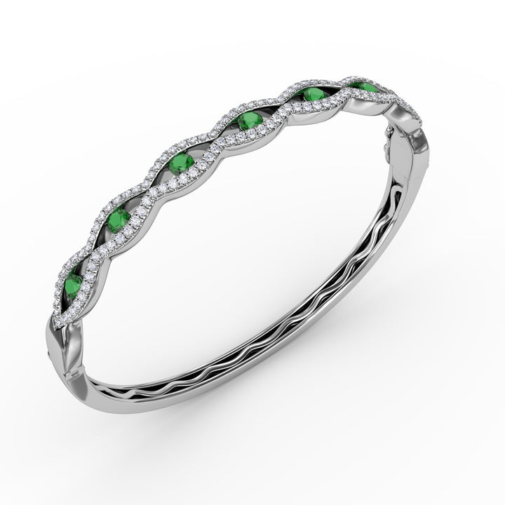 Striking Emerald and Diamond Bangle