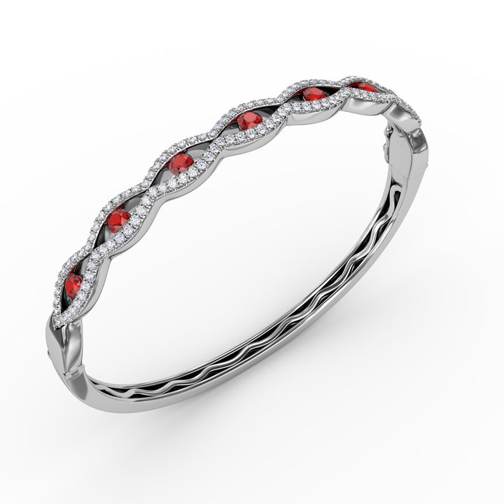 Striking Ruby and Diamond Bangle