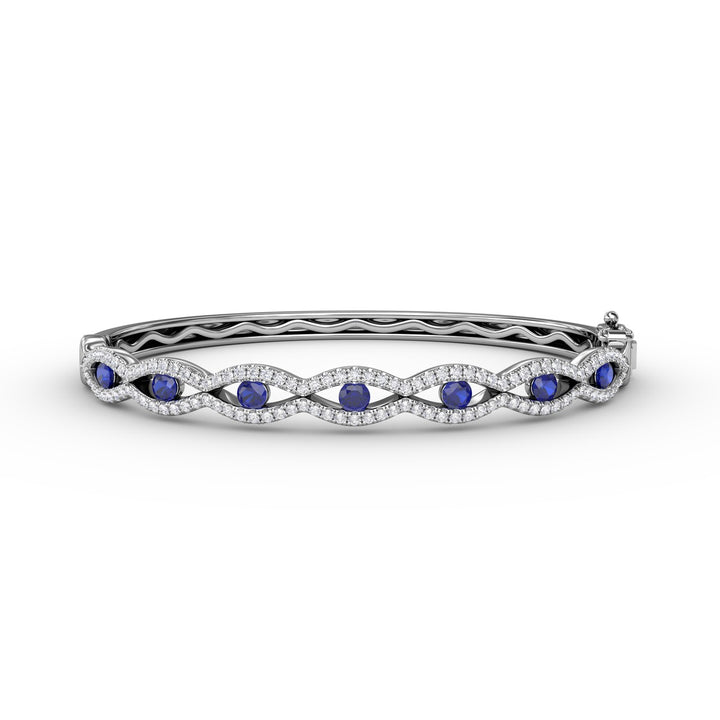 Striking Sapphire and Diamond Bangle