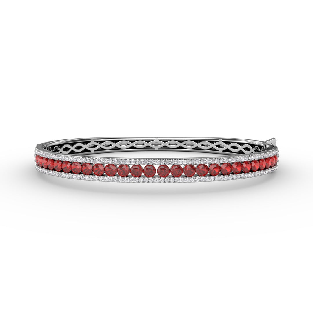 Ruby and Diamond Channel Set Bangle