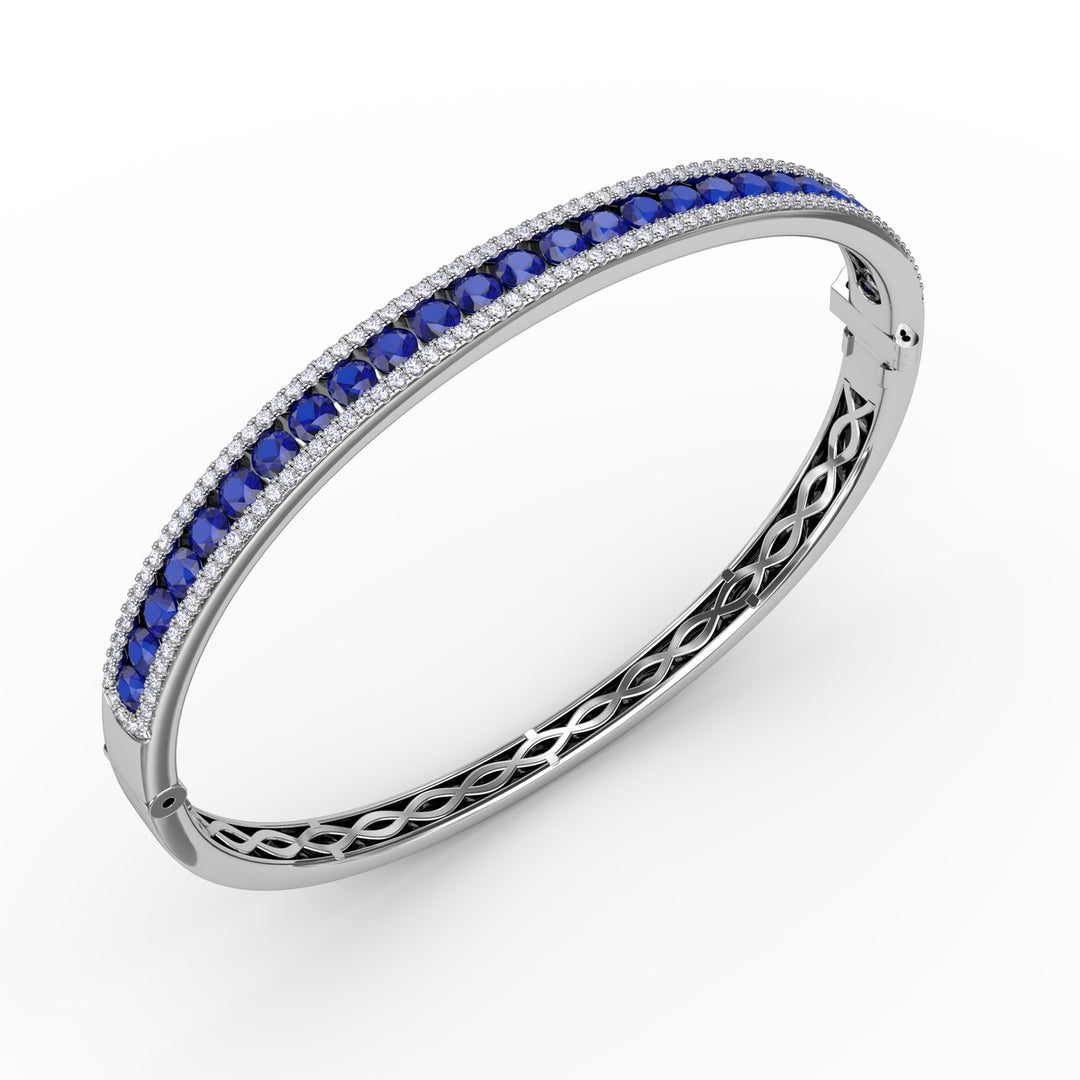 Sapphire and Diamond Channel Set Bangle