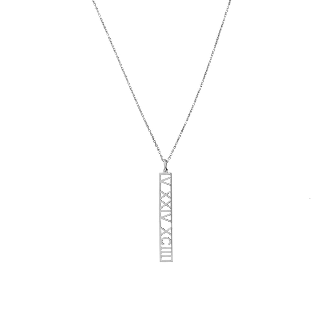 5mm Vertical Roman Numeral Pendant Necklace