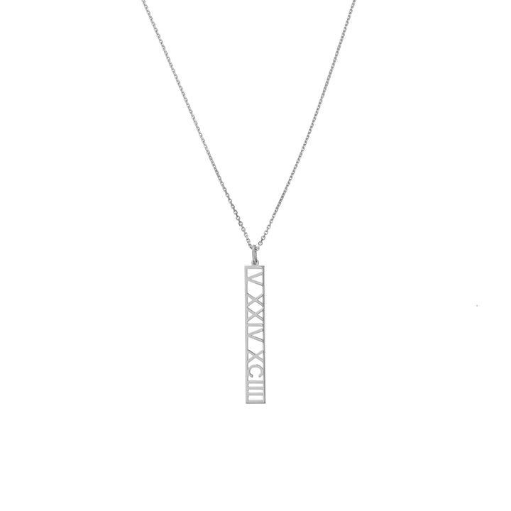 5mm Vertical Roman Numeral Pendant Necklace