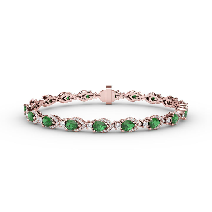 Pear-Shaped Emerald and Diamond Bracelet