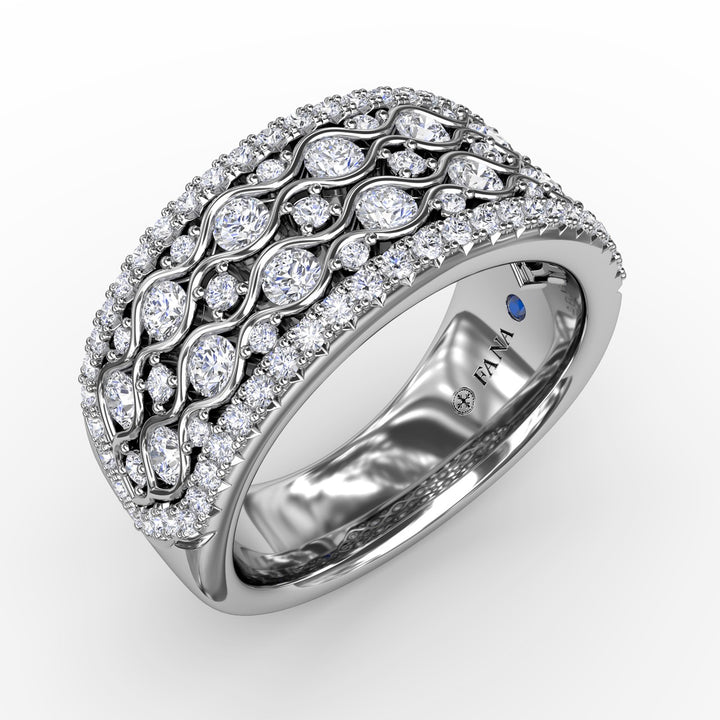 Multi-Row Pattern Diamond Band