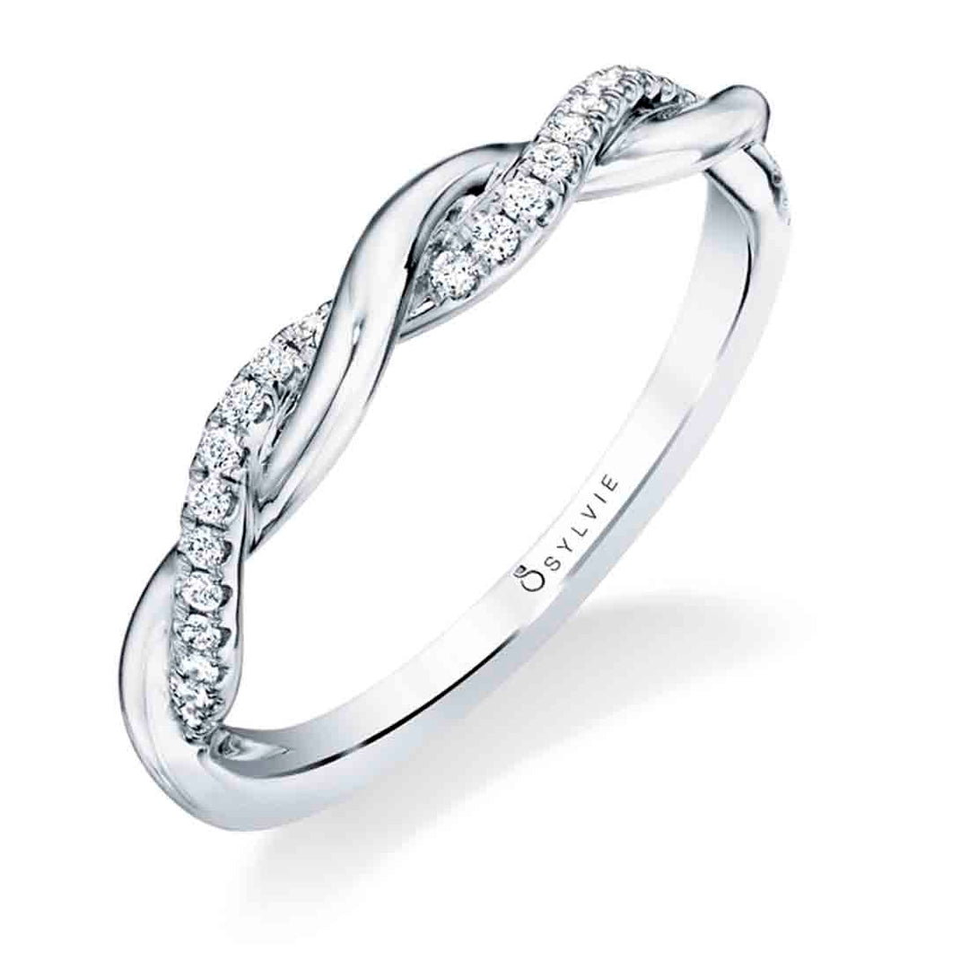 Modern Diamond Spiral Wedding Band - Coralie