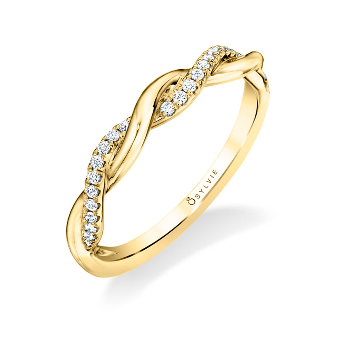 Modern Diamond Spiral Wedding Band - Coralie