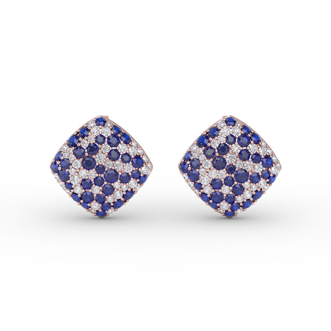 Large Pavé Sapphire and Diamond Studs