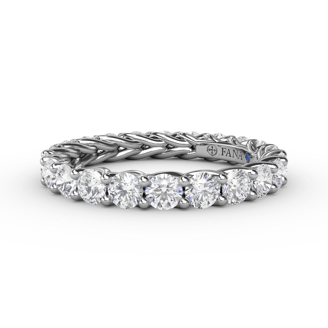 Shared Prong Woven Eternity Band