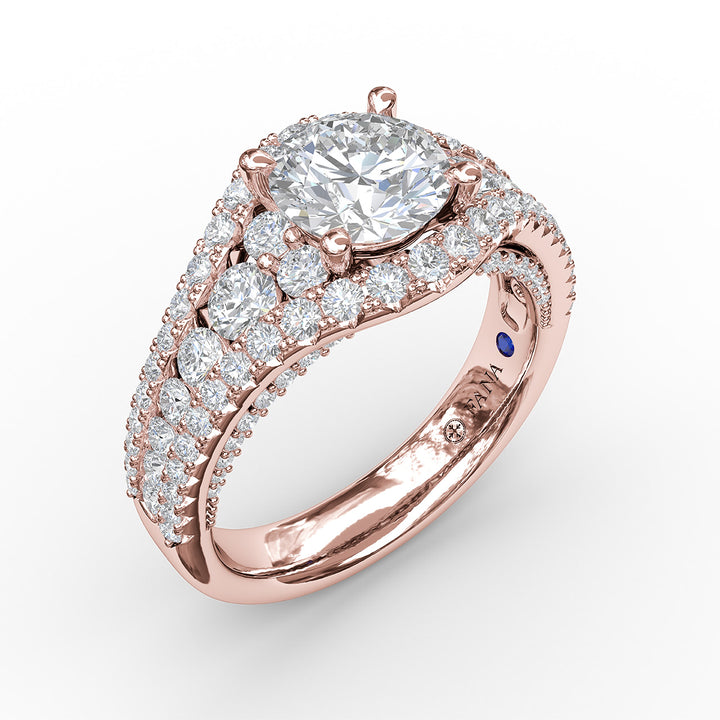 Graduated Diamond Encrusted Engagement Ring