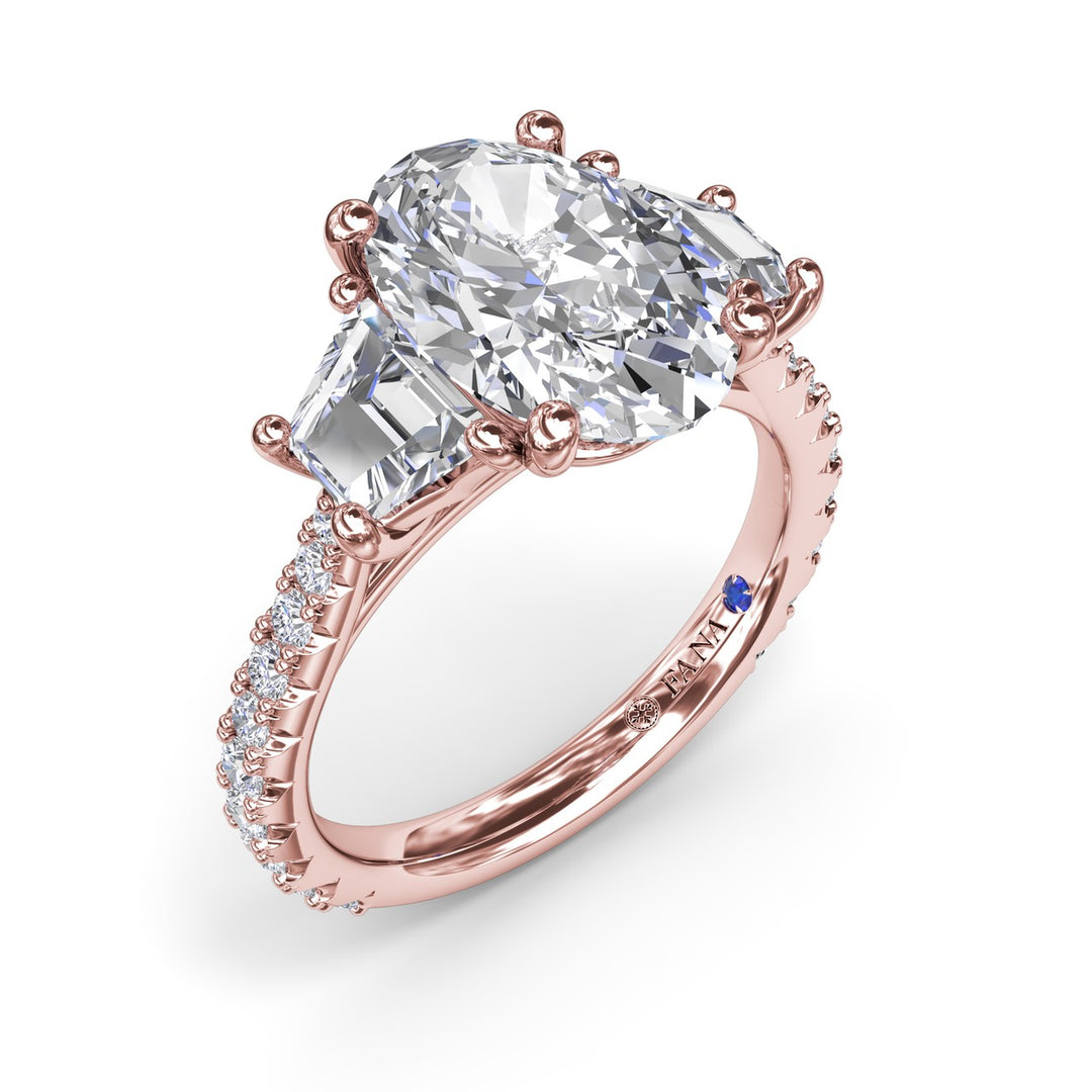 Three Stone Oval Diamond Engagement Ring