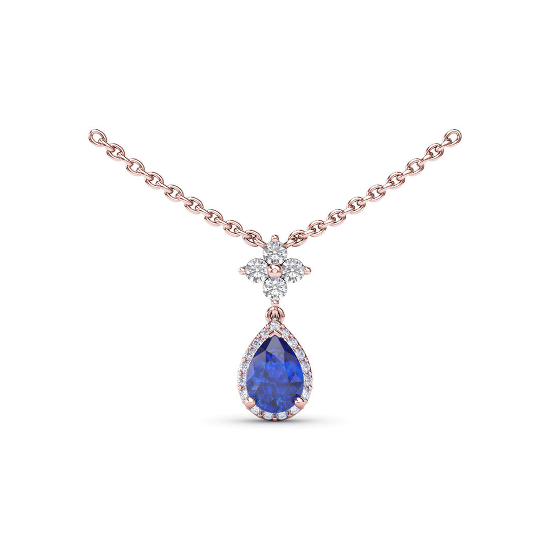 Sapphire and Diamond Teardrop Necklace