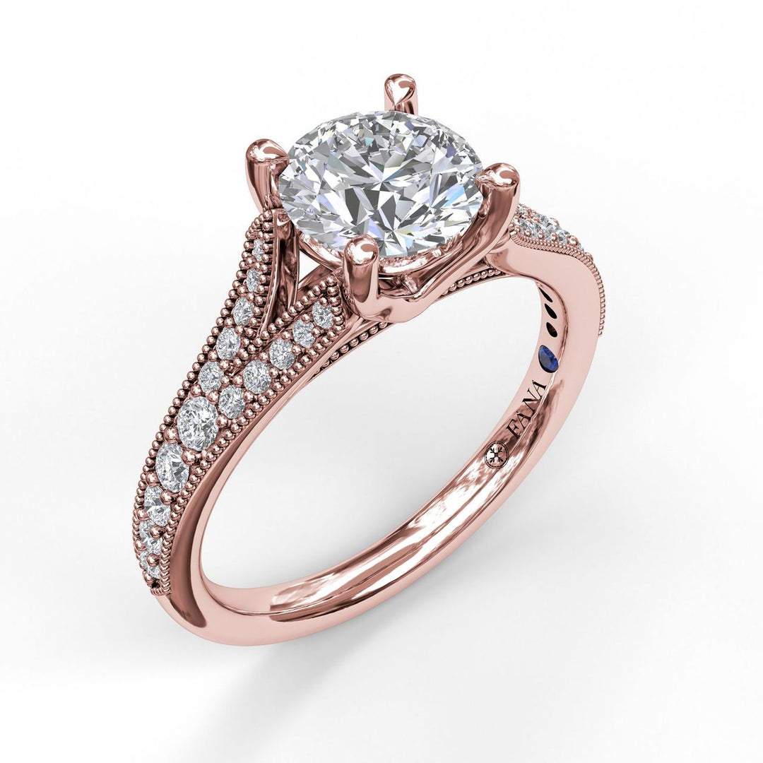 Subtle Split Band Engagement Ring With Milgrain Detail