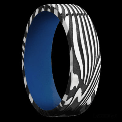 7 mm wide Flat Sunset band featuring a Royal Blue sleeve.