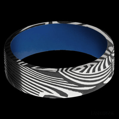 7 mm wide Flat Sunset band featuring a Royal Blue sleeve.