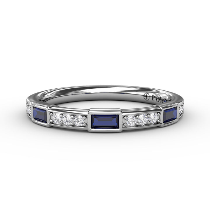 Sapphire Baguette and Diamond Band