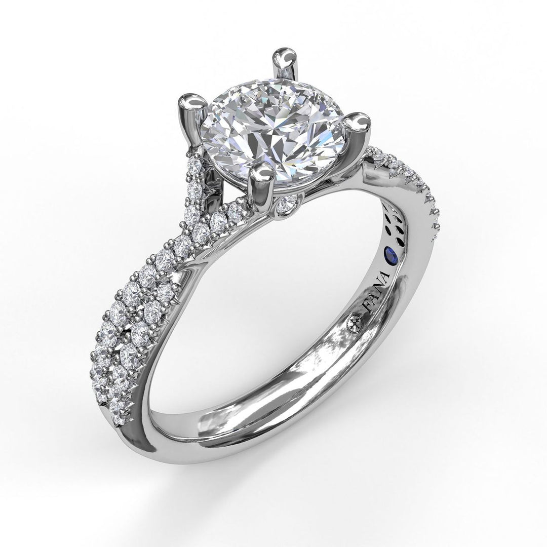 Delicate Late Twist Diamond Engagement Ring