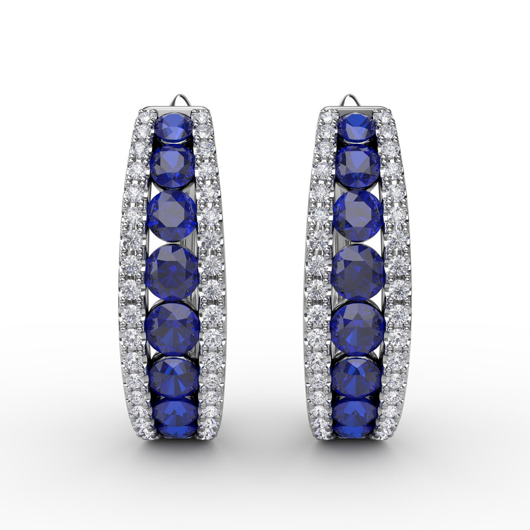 Channel Set Sapphire Fashion Hoops