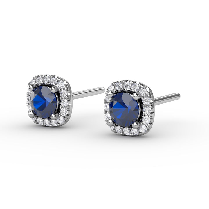 Cushion Cut Sapphire Stud Earrings