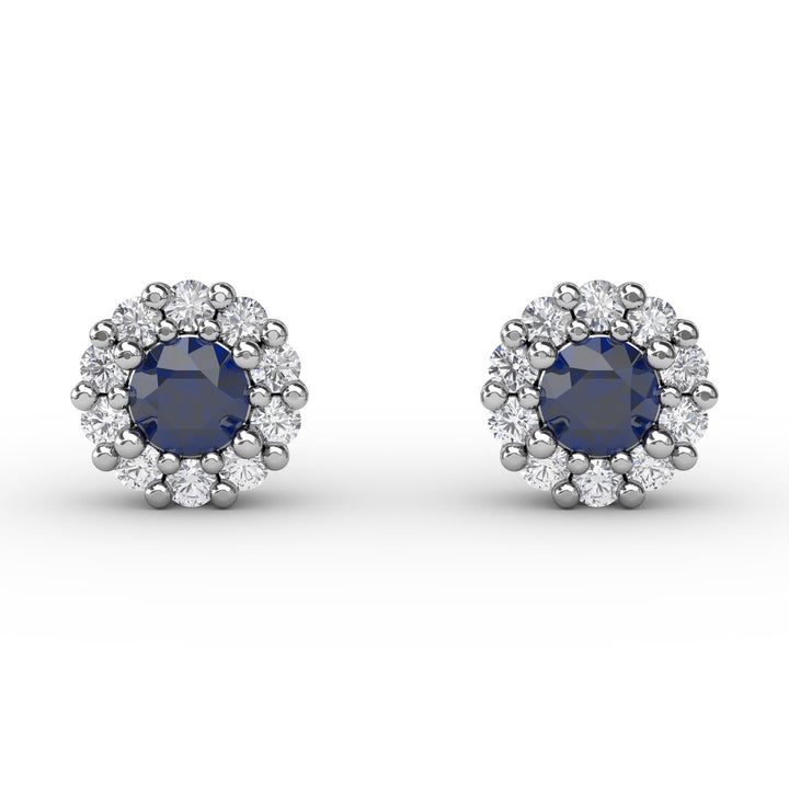 Shared Prong Sapphire and Diamond Stud Earrings