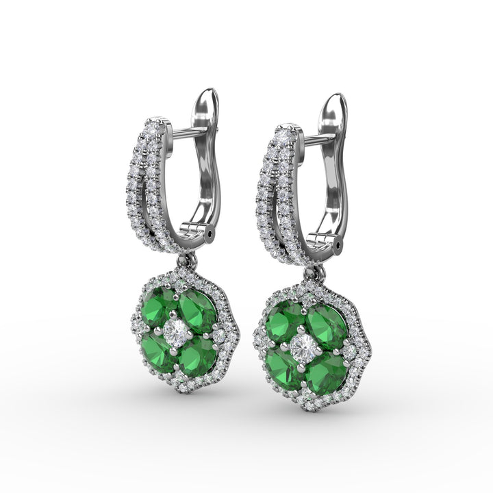 Steal The Spotlight Emerald and Diamond Cluster Drop Earrings