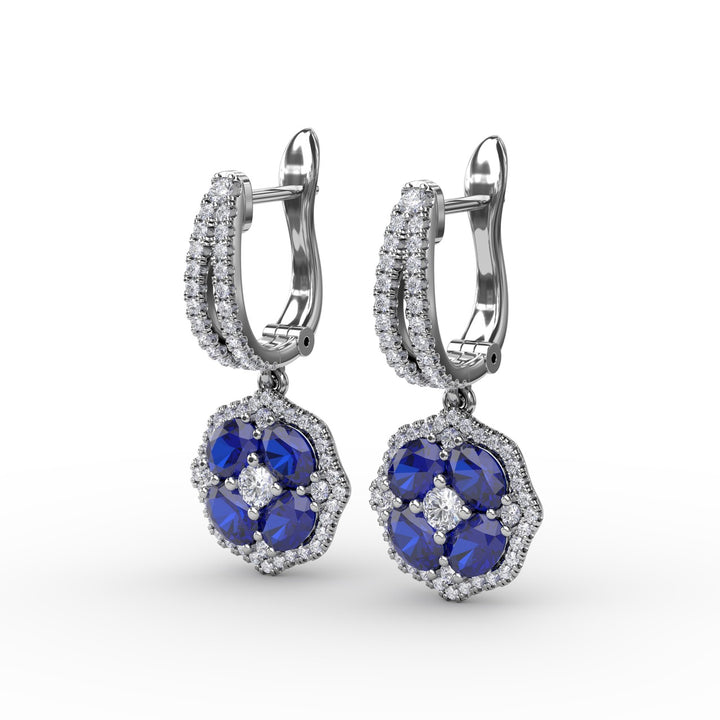 Steal The Spotlight Sapphire and Diamond Cluster Drop Earrings