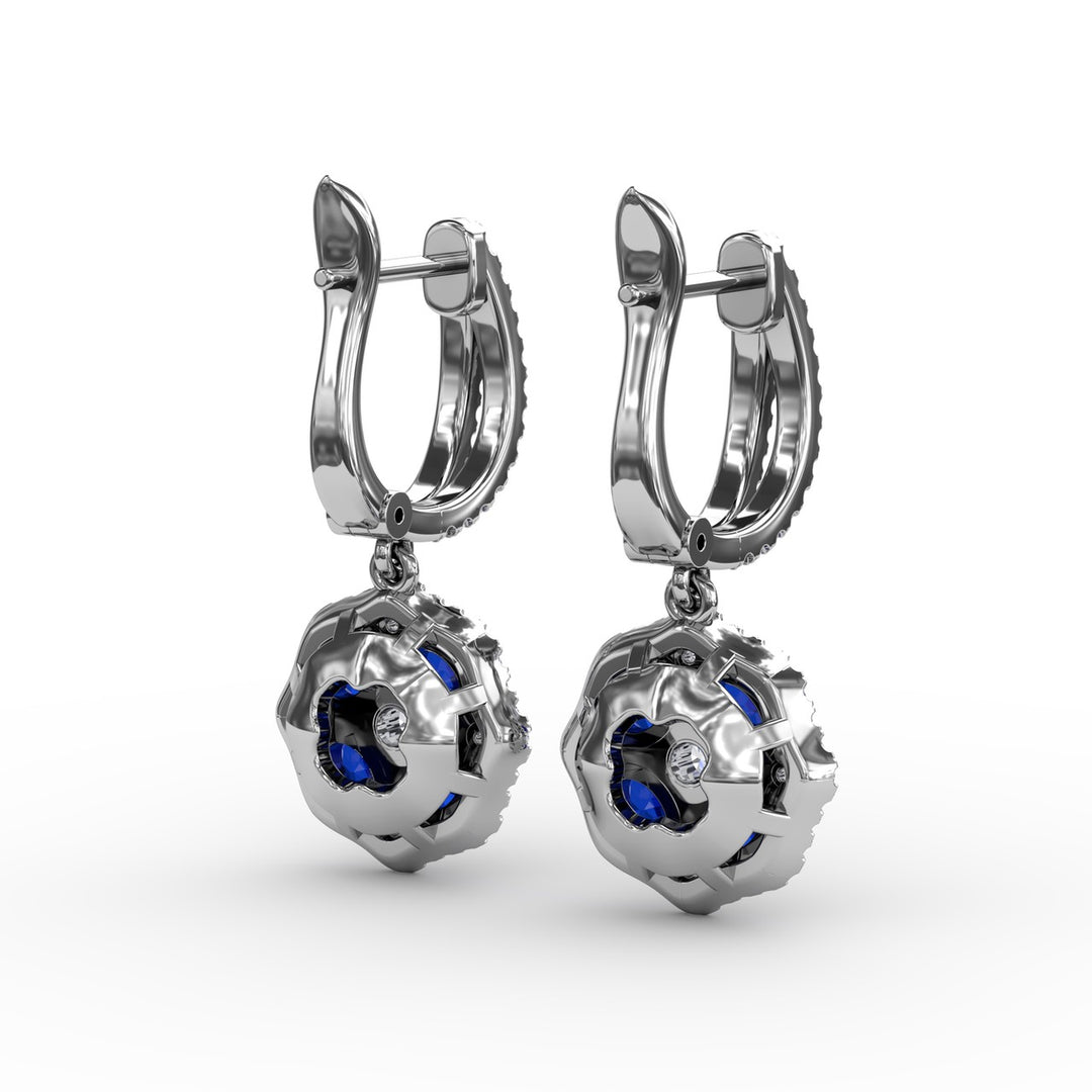 Steal The Spotlight Sapphire and Diamond Cluster Drop Earrings