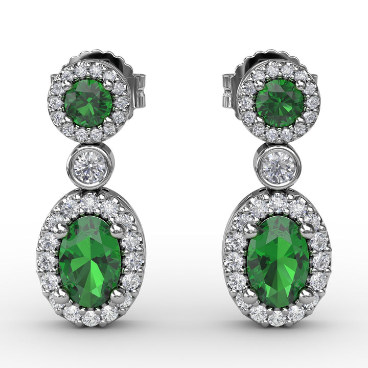 Set the Scene Emerald and Diamond Dangle Earrings