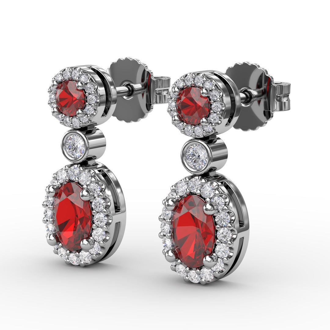 Set the Scene Ruby and Diamond Dangle Earrings