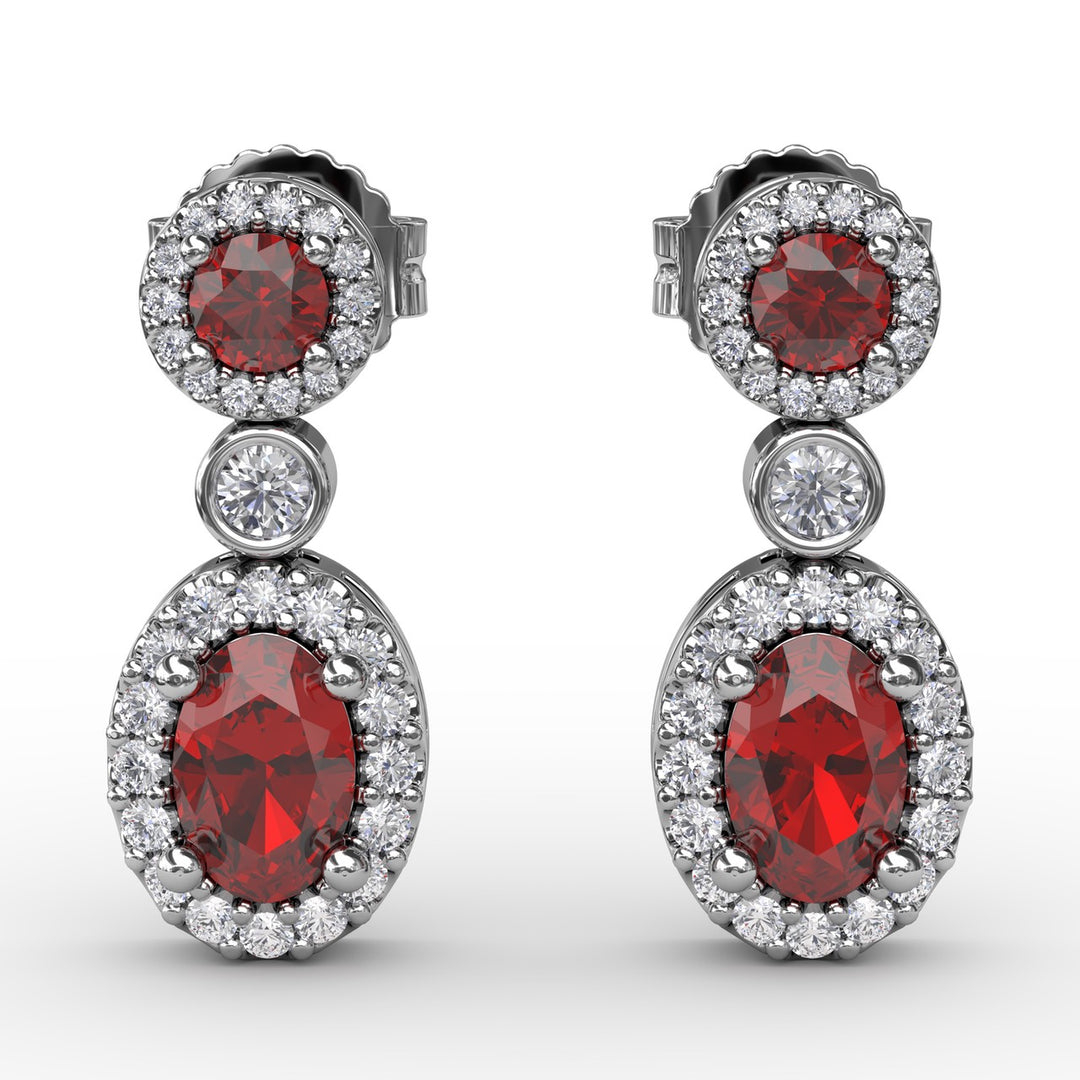 Set the Scene Ruby and Diamond Dangle Earrings