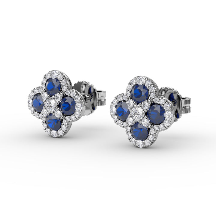 Endless Bliss Sapphire and Diamond Cluster Studs