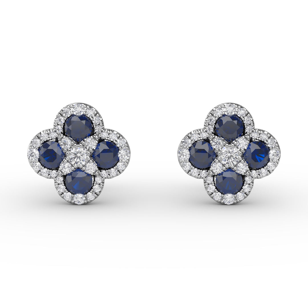 Endless Bliss Sapphire and Diamond Cluster Studs