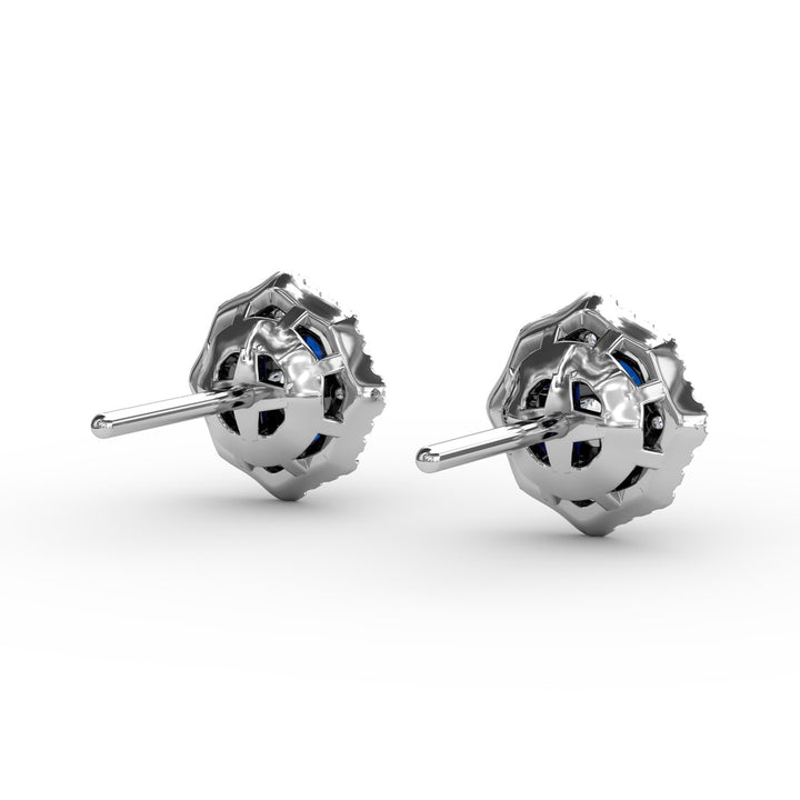 Striking Sapphire and Diamond Stud Earrings