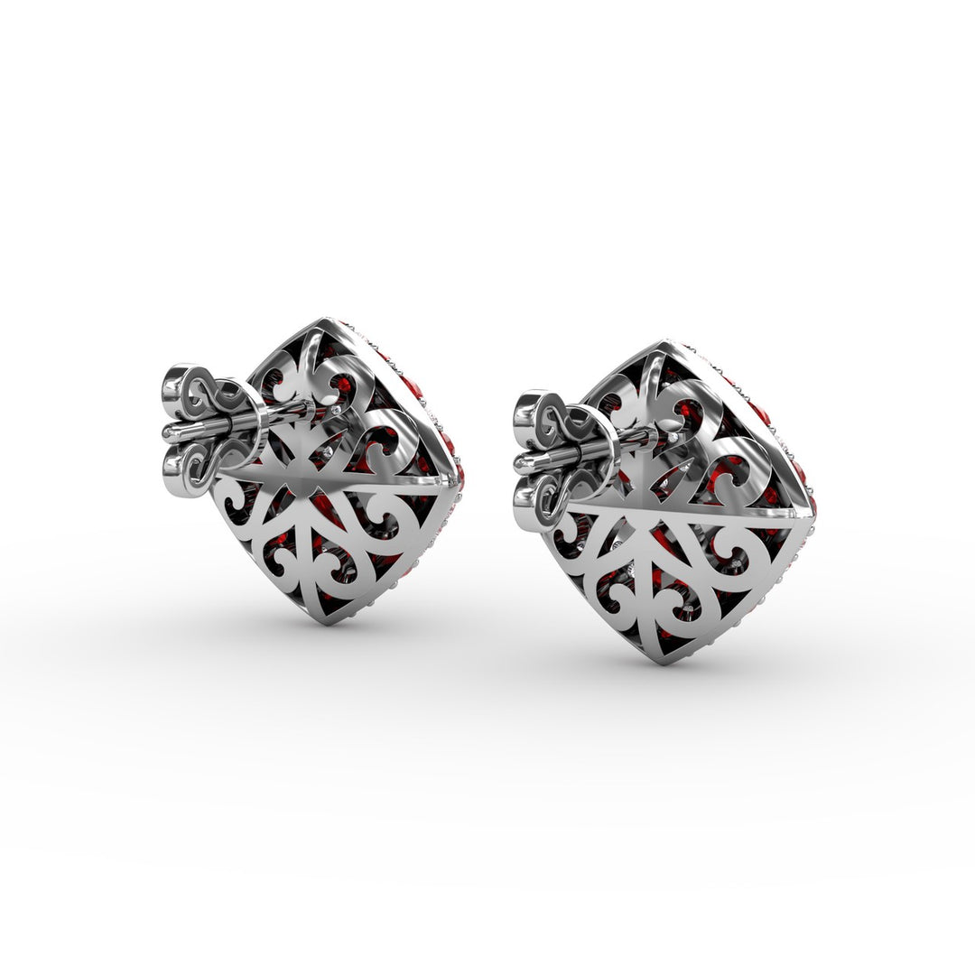 Large Pavé Ruby and Diamond Studs