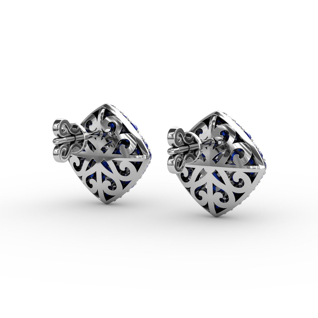 Large Pavé Sapphire and Diamond Studs